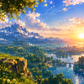 Lone Adventurer Over a Golden Valley