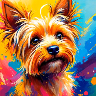Colorful Yorkshire Terrier Dog Portrait