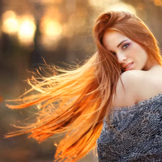 Orange Hair Girl In Autumn Nature