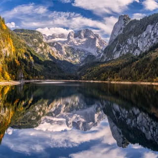 Austria Mountains Lake Autumn Scenery