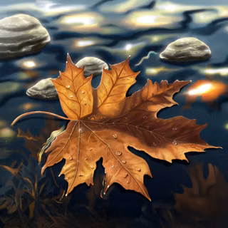 Autumn Leaf On Water