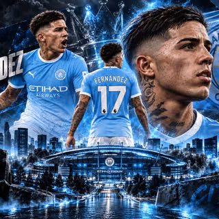 Enzo Fernandez Manchester City Fc Poster Art Enzo Fernandez Manchester City Etihad Stadium