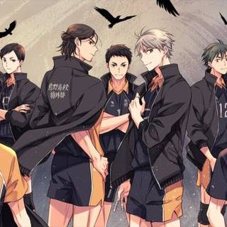 Karasuno w/ team jackets & crows