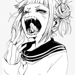Black and White Himiko Toga yawn