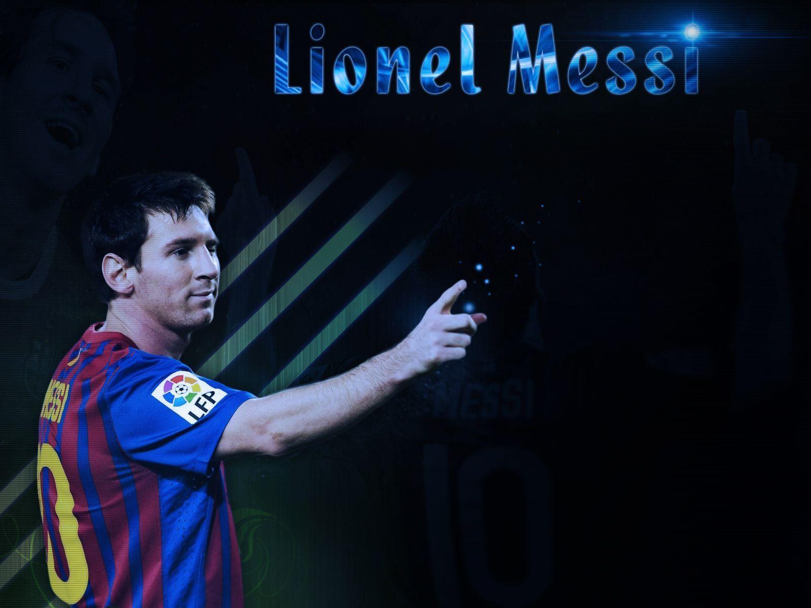 Sports Super Stars Wallpaper, Lionel Messi Pointing at Success