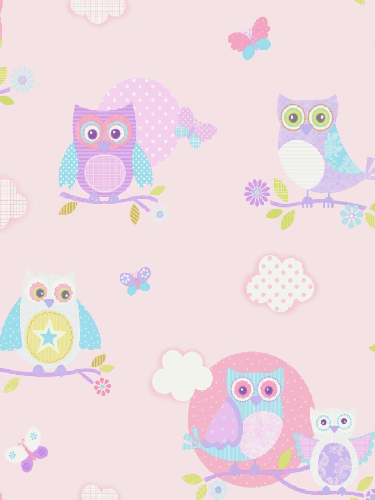 Pastel Owls Pink Wallpaper LAST ROLL