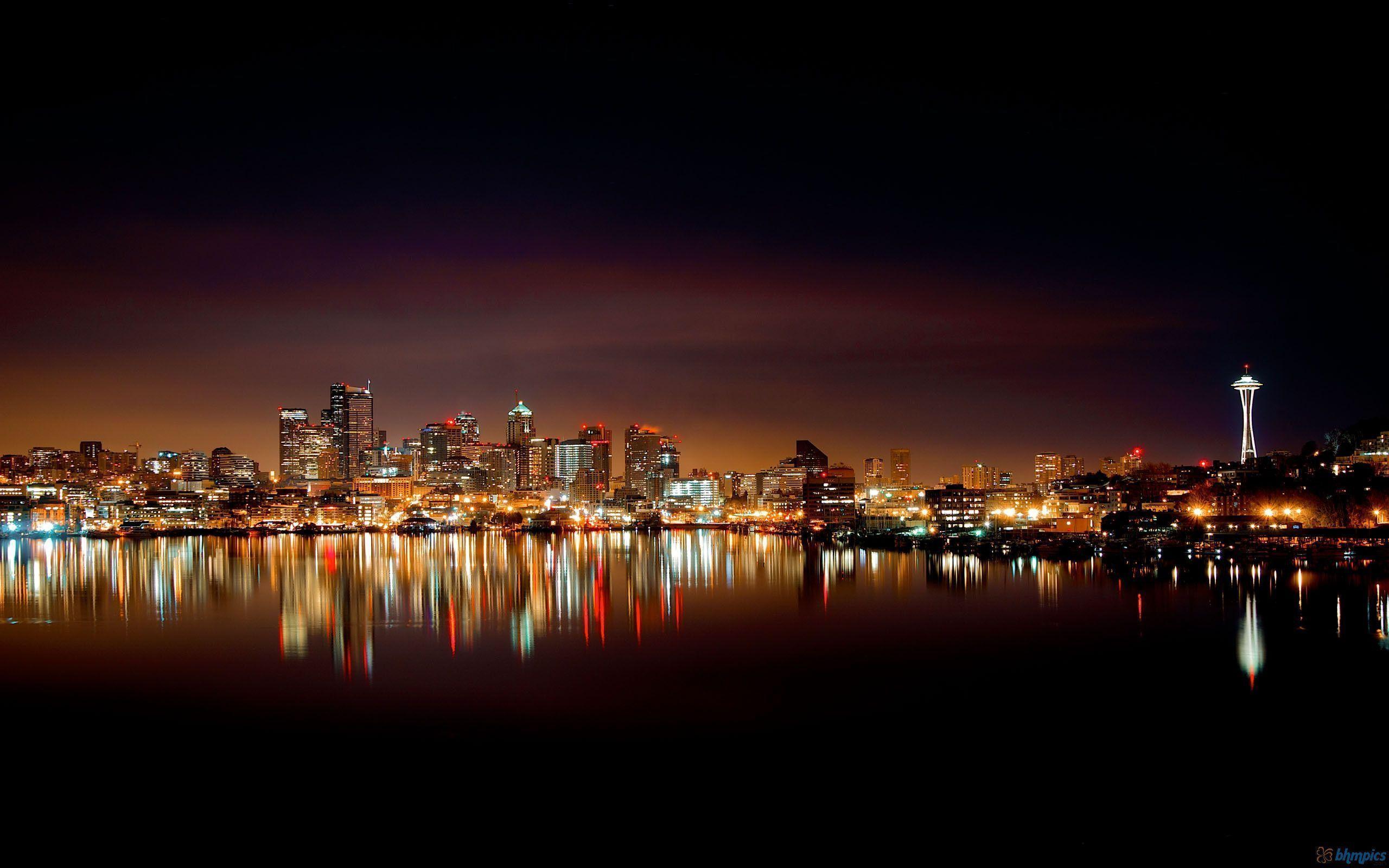 Seattle Skyline At Night Wallpaper 2560×1600 HD Wallpaper, HD Pro