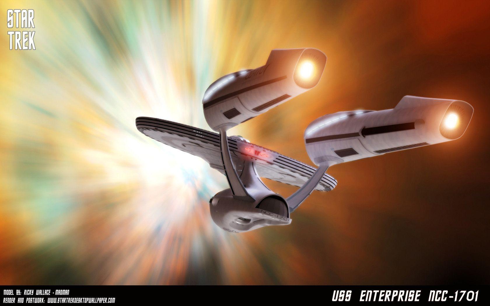 Star Trek Enterprise NCC 1701 Traveling At Warp Speed, free Star