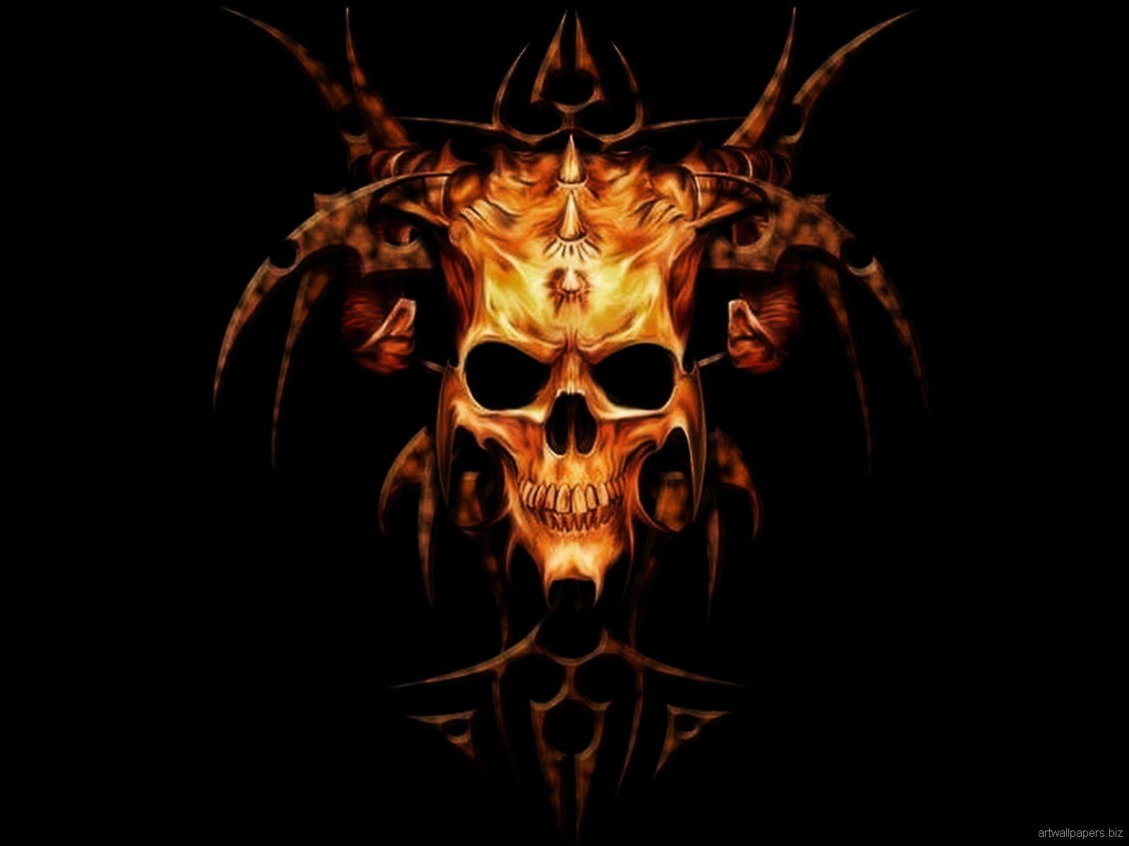 Flame Skull Desktop Background