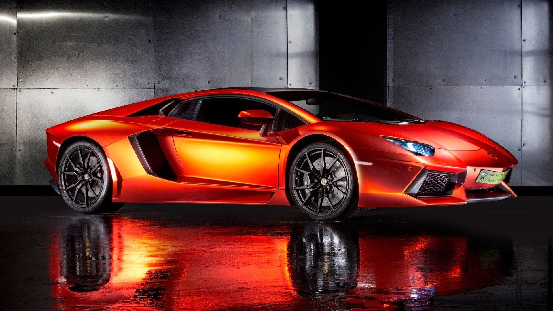 Lamborghini Aventador Orange Free HD Wallpaper For Desktop