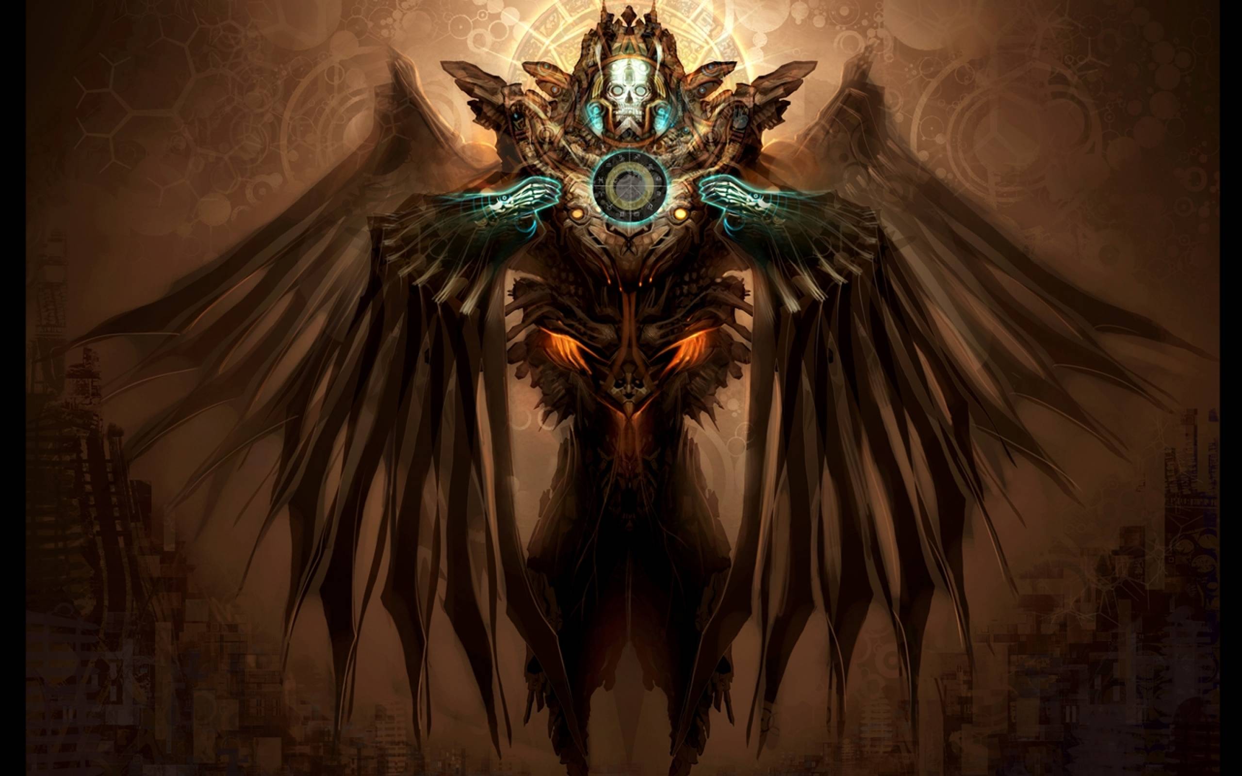 Fantasy Skull Angel Wings Artwork By Android J Wallpaper