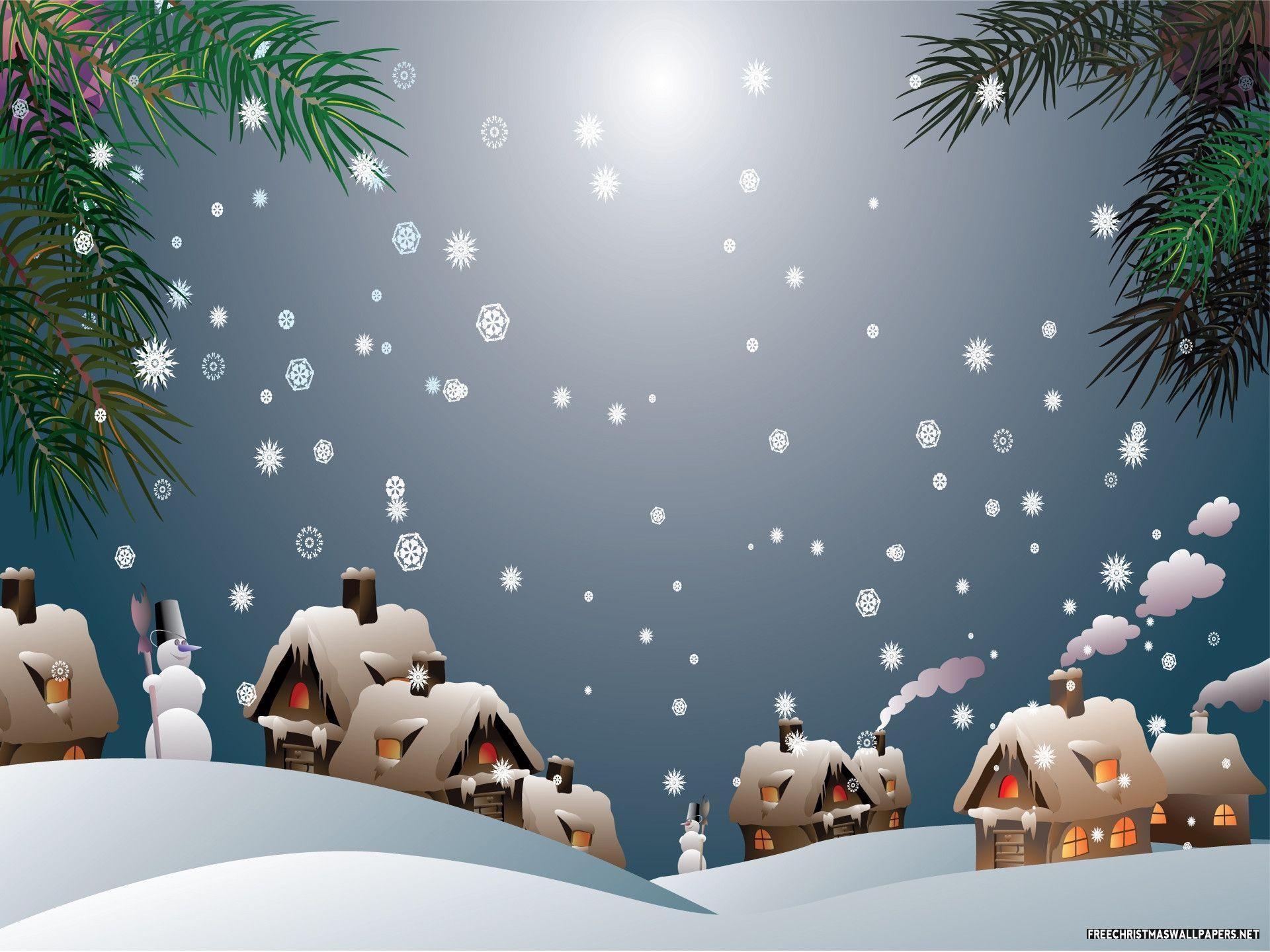 Snowy Christmas Village Wallpaper