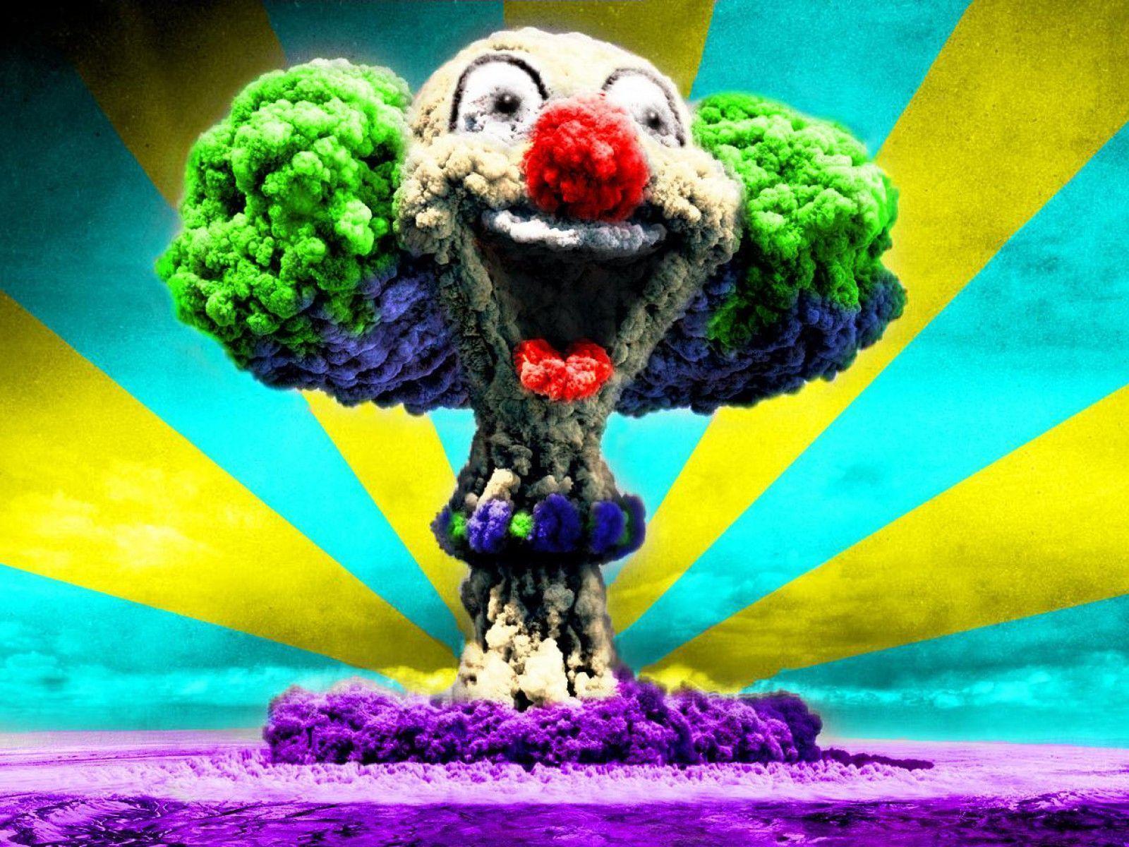 Funny Wtf Happy Clown Nuclear Explosion Wallpaper