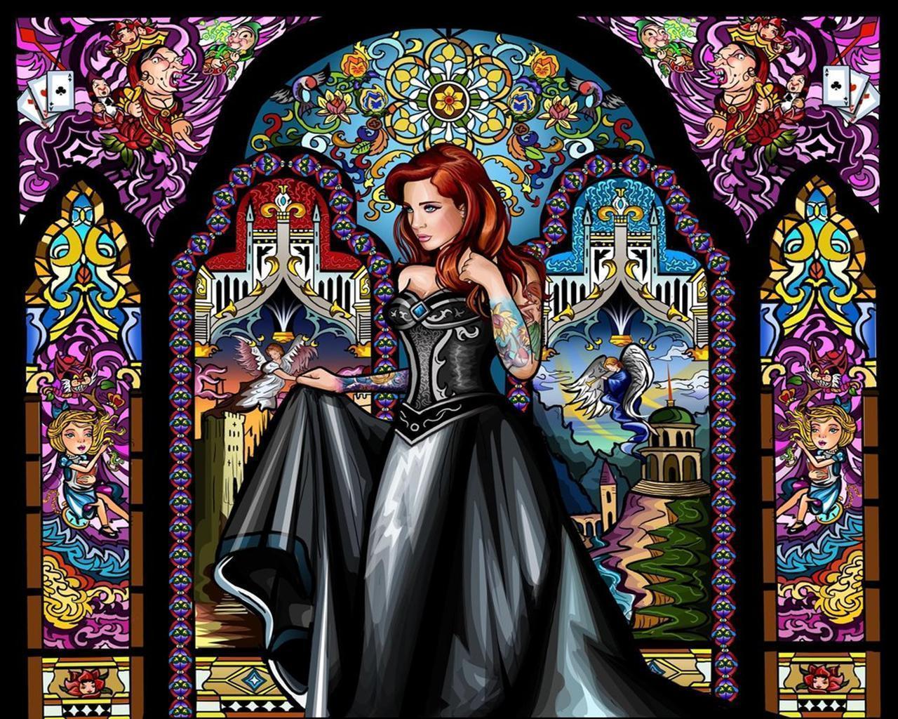 stained glass maiden Computer Wallpapers, Desktop Backgrounds