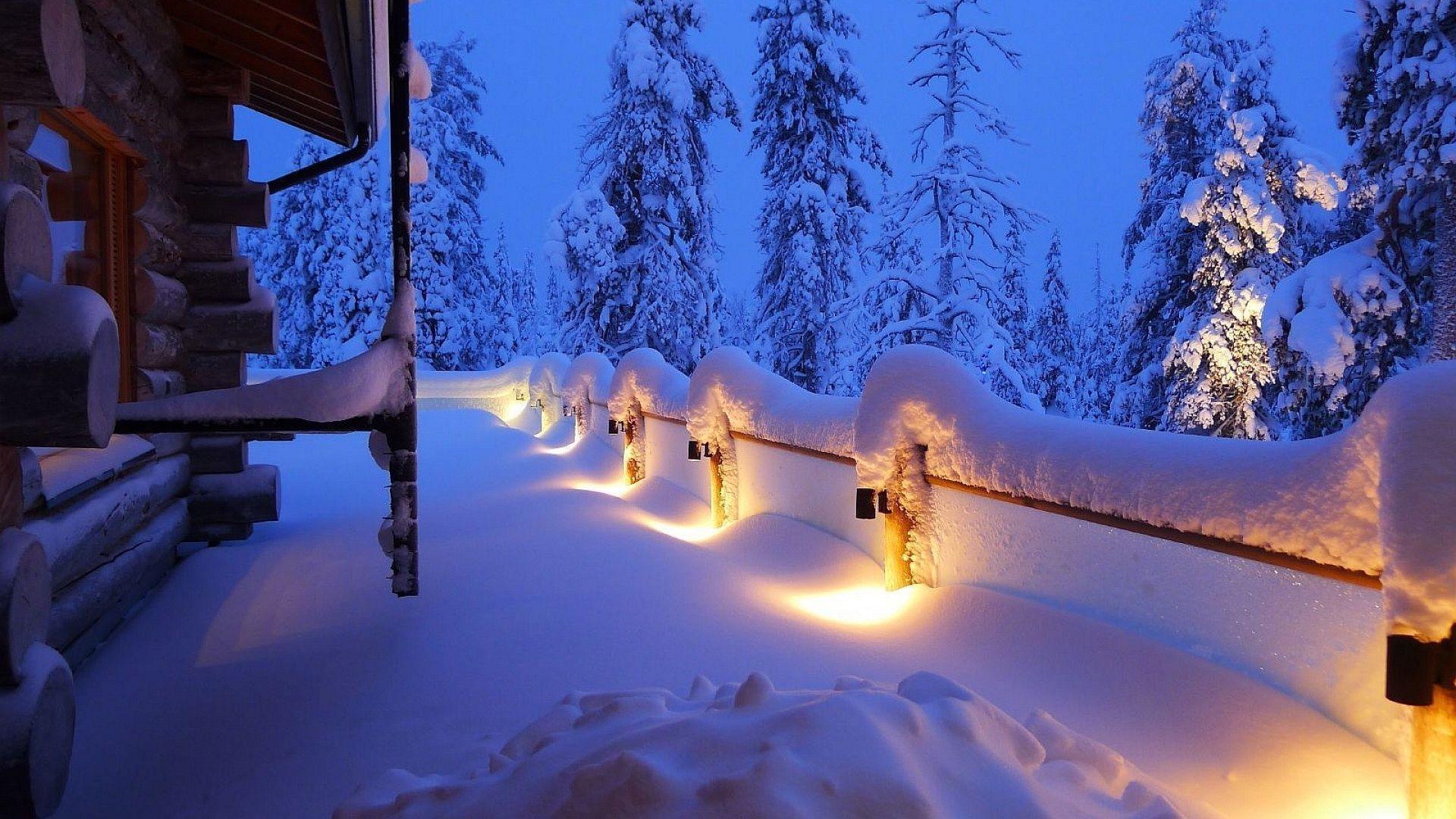 1920x1080 Winter house lights Wallpapers