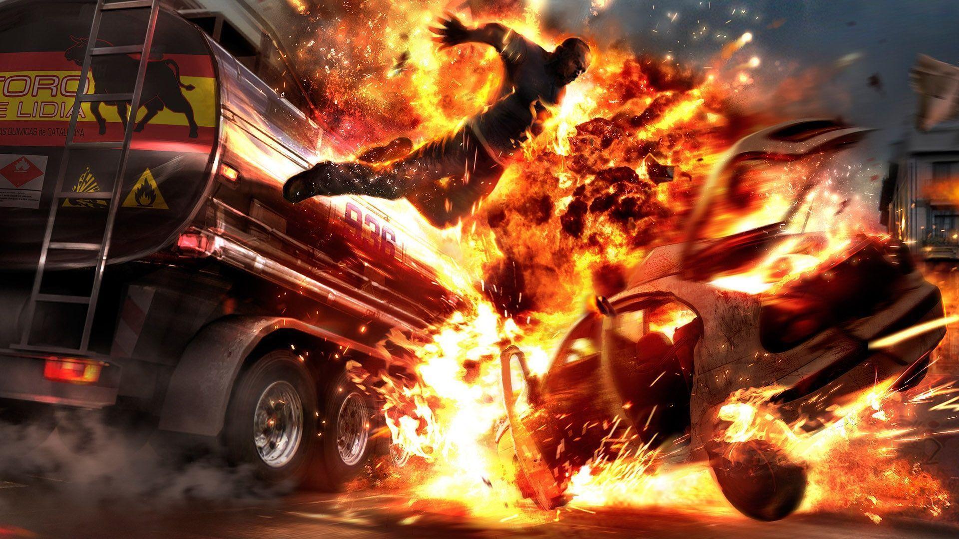 Dodge Trucks Trophy Truck Explosion Wallpaper Desktop, HQ