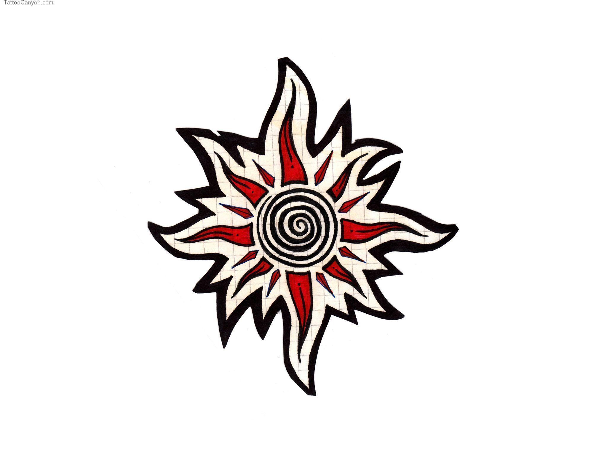 Free Designs Tribal Sun With Red Tattoo Wallpaper Picture #