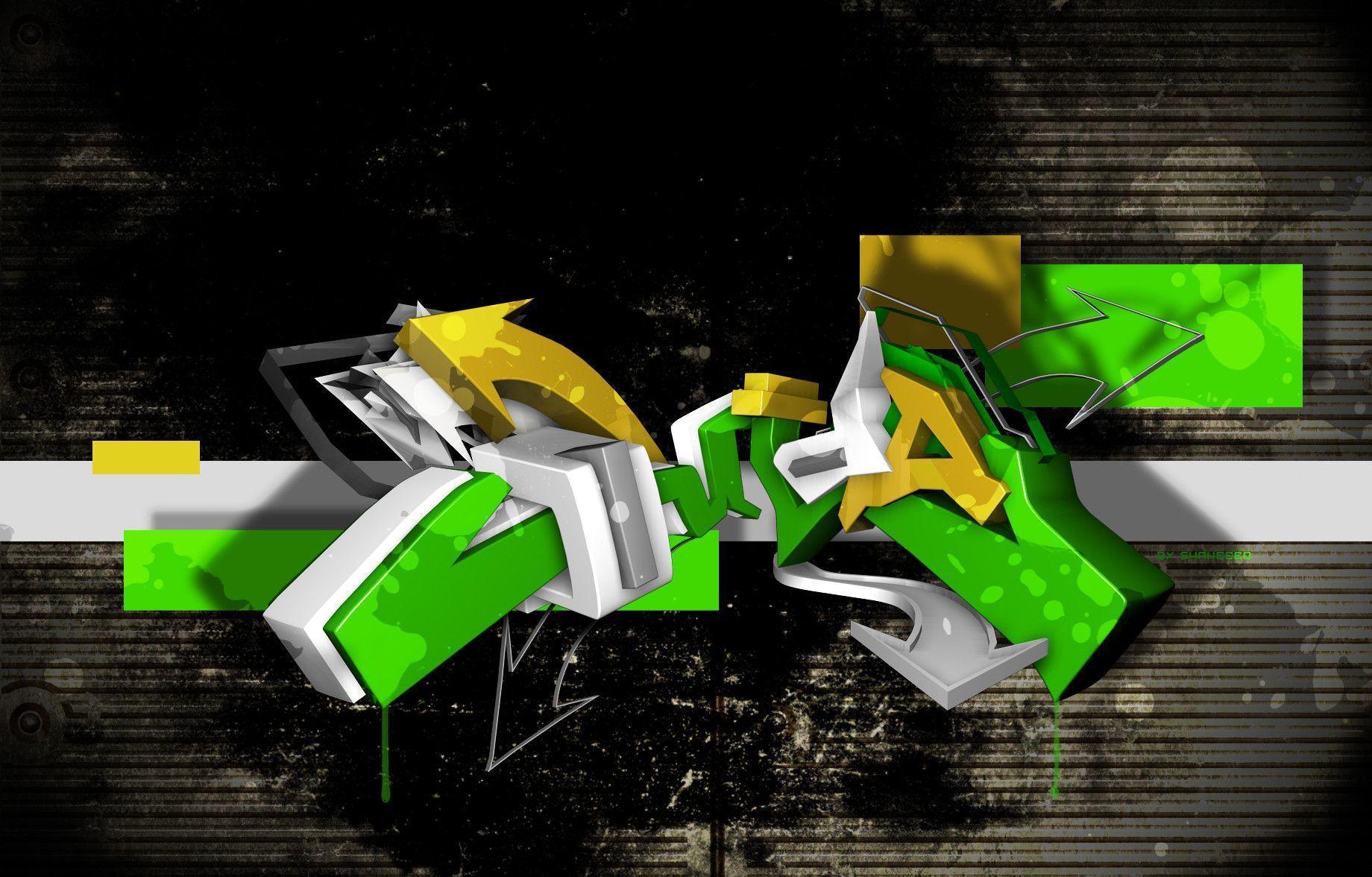 green 3d graffiti wallpapers