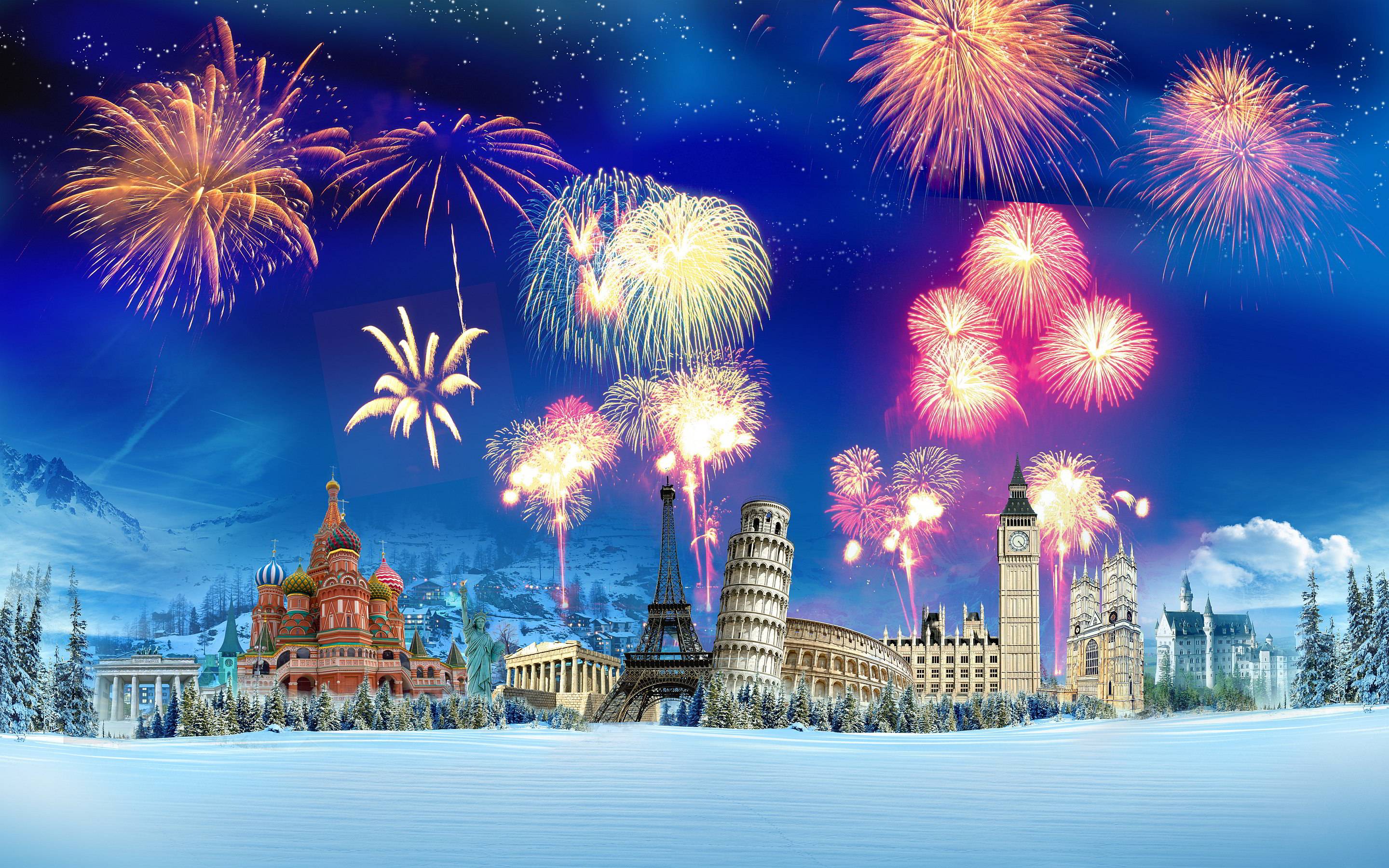 New Year Fireworks Wallpaper 2880×1800 Definition Wallpaper