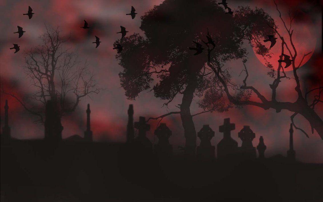 Wallpaper For > Halloween Graveyard Wallpaper