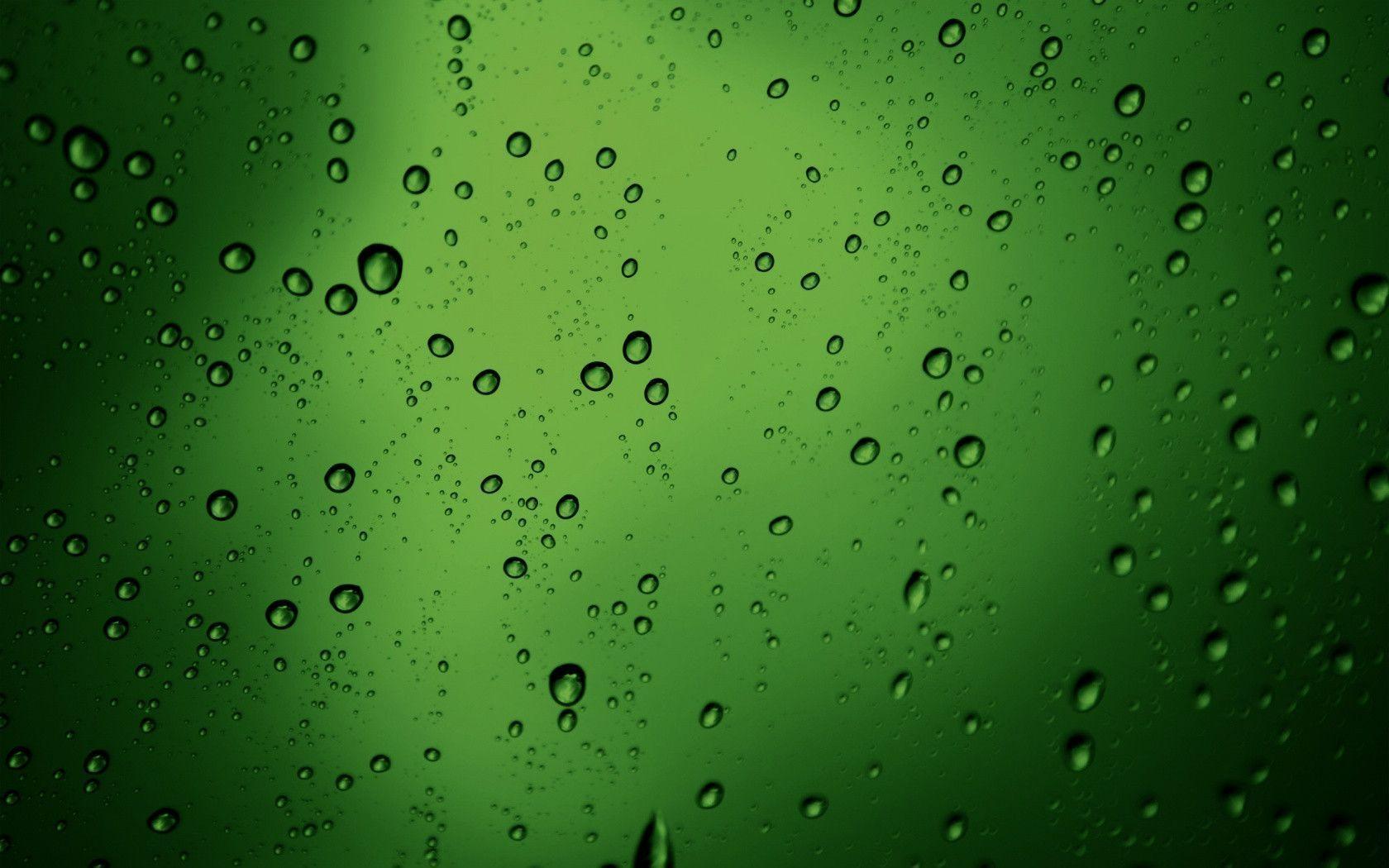 Green raindrops in macro background in 1680x1050 resolution. HD