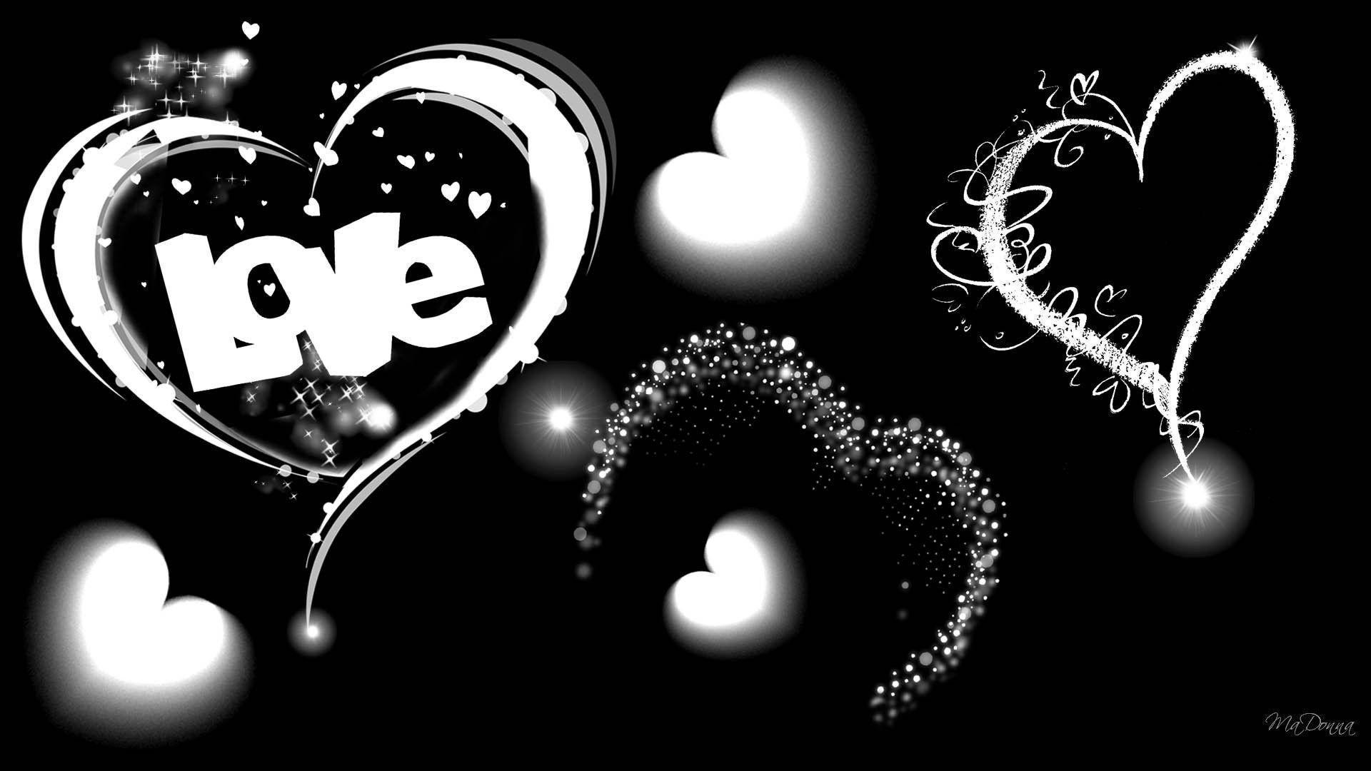 The Word Love in Black and White Wallpaper