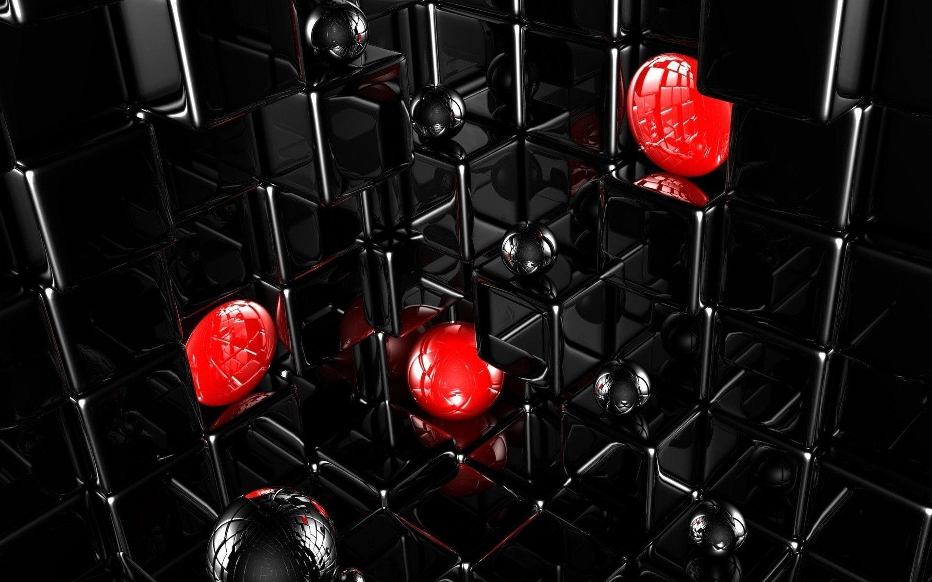 Art: HD Wallpaper Red Abstract Black Wallpaper With Some Pieces