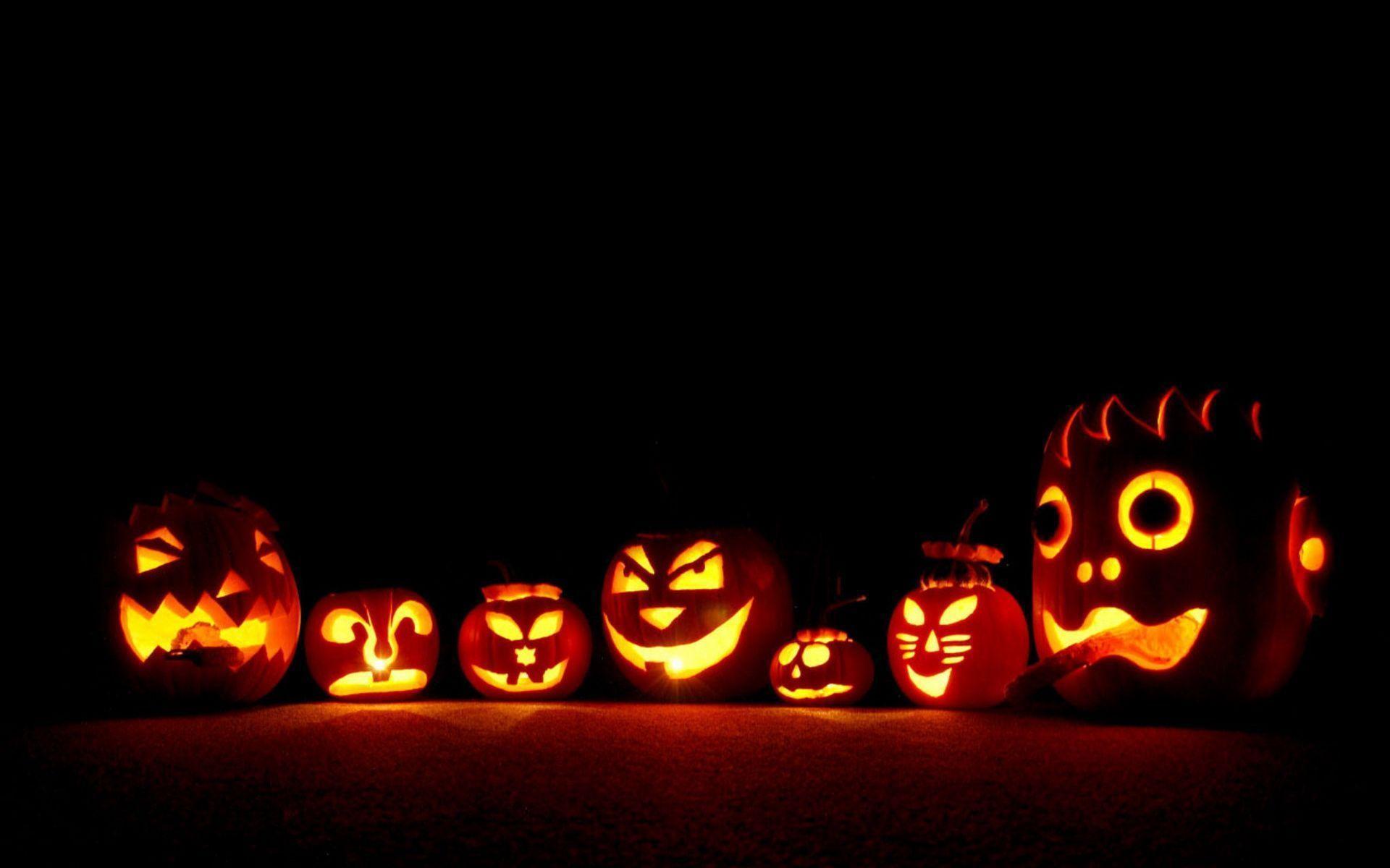 Happy Halloween Pumpkins Black HD Desktop Wallpaper