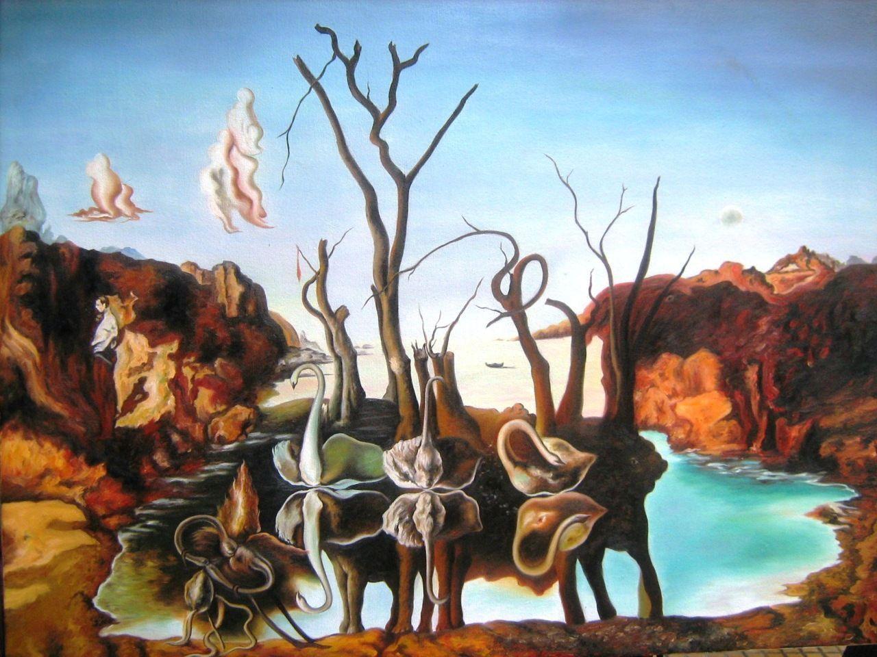 Salvador Dali Swans Reflecting Elephants Desktop Background