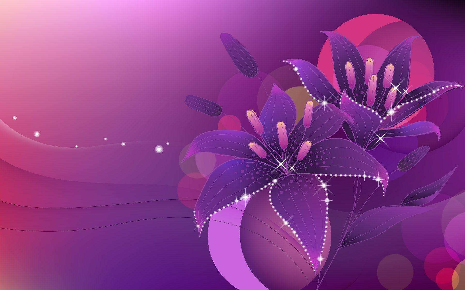 Purple Abstract Flowers Background 1 HD Wallpaper