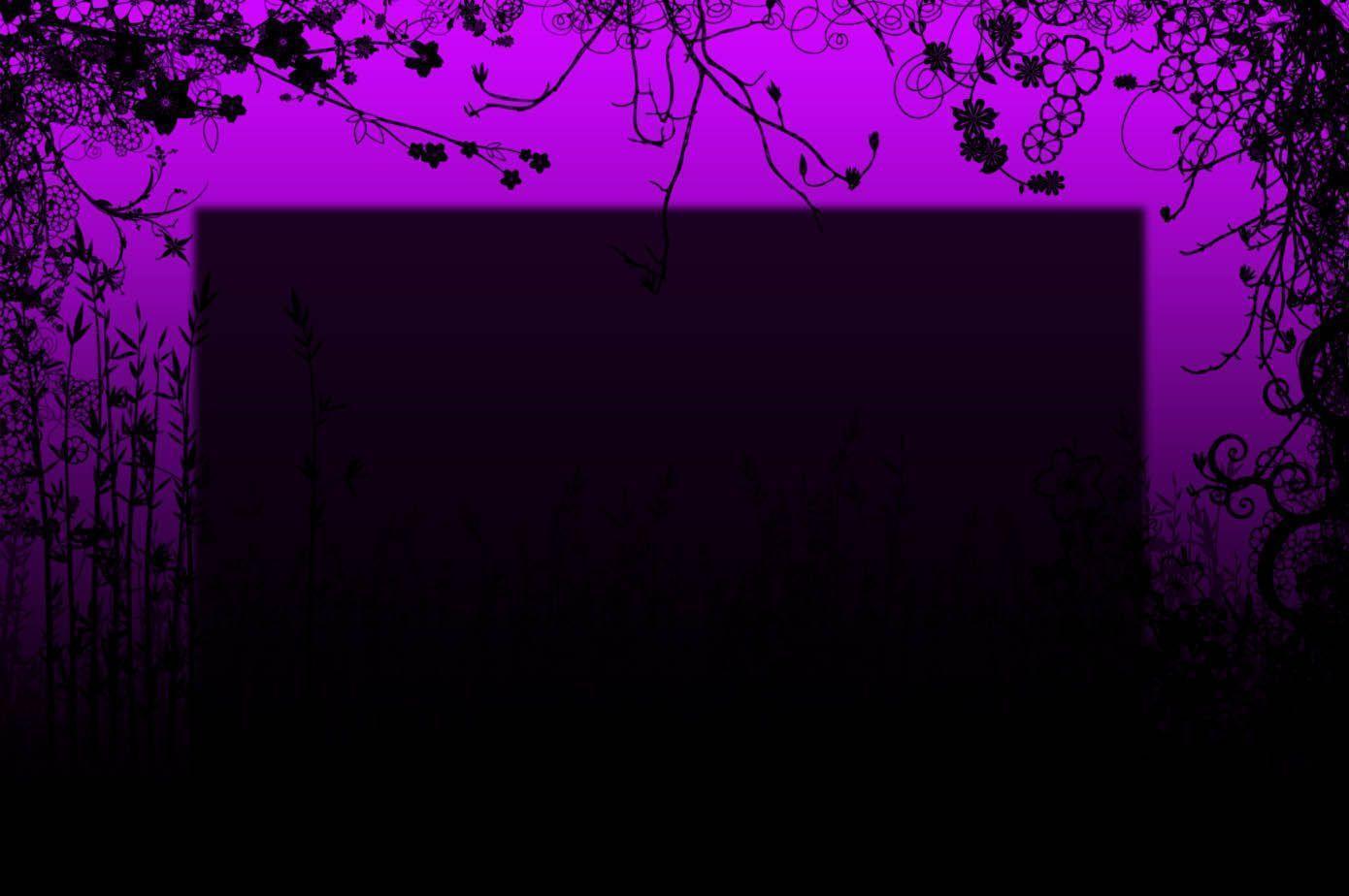 Free Pretty Purple Floral Black Frame Background For PowerPoint