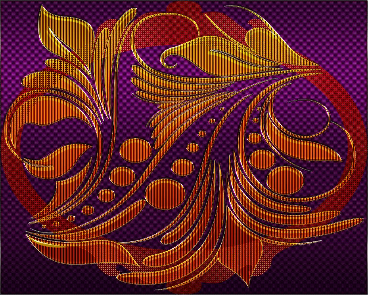 Leafy Orange Pattern On Purple