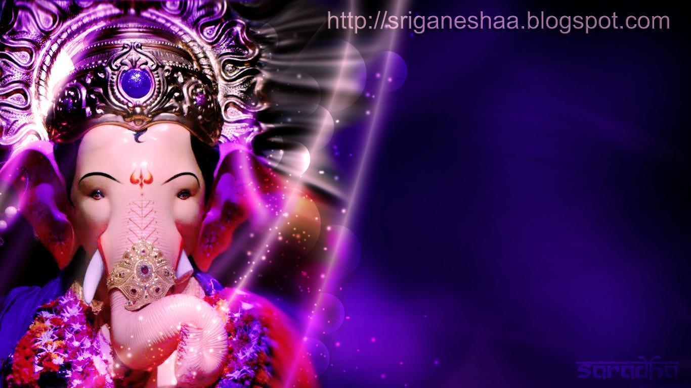 Sri Ganesha: Ganapati Ganesh In Purple Abstract Background Wallpaper
