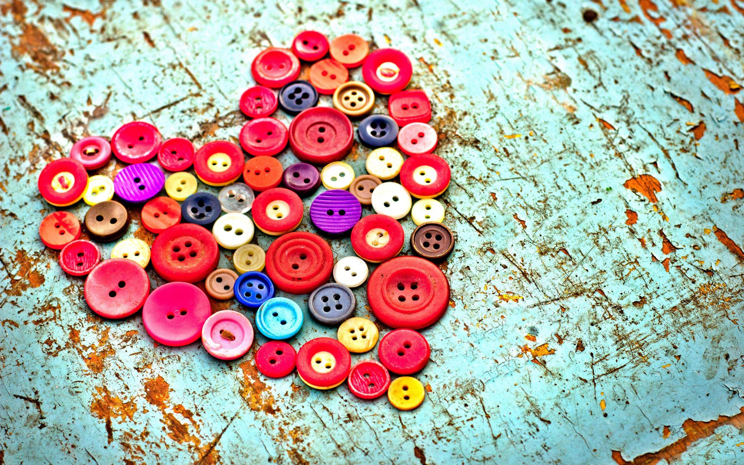 Download Colorful Buttons Heart Shaped Wallpaper