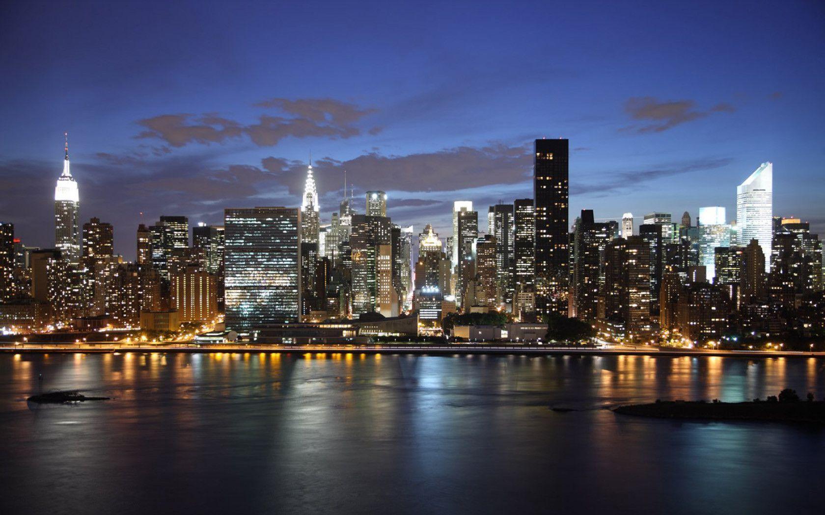 New York Skyline At Night 1680x1050 wallpapers