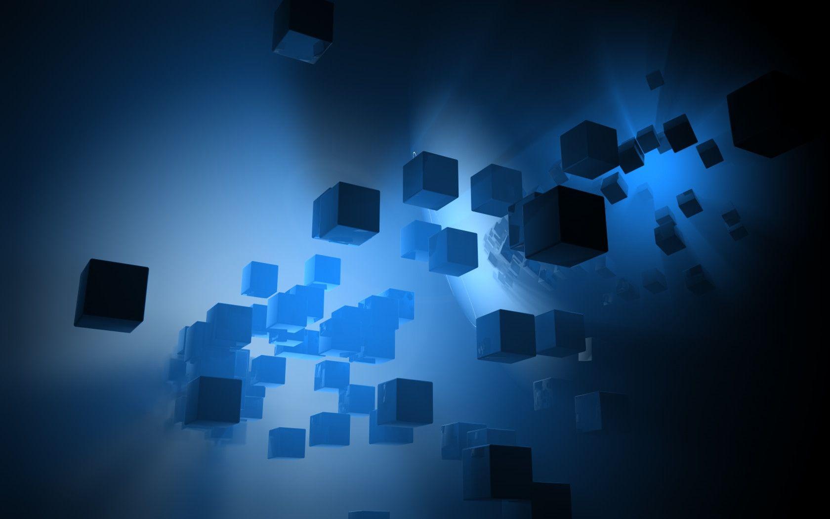 Abstract Blue Cubes Desktop WallPaper HD