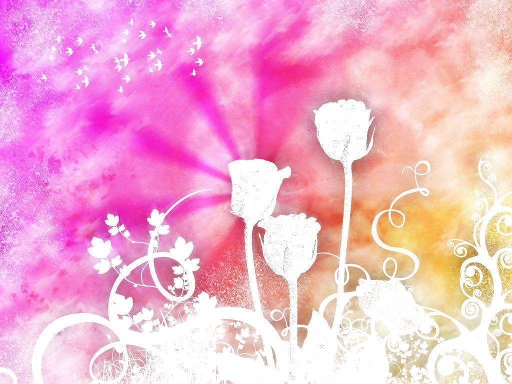 Free Floral Pink White Background For PowerPoint PPT