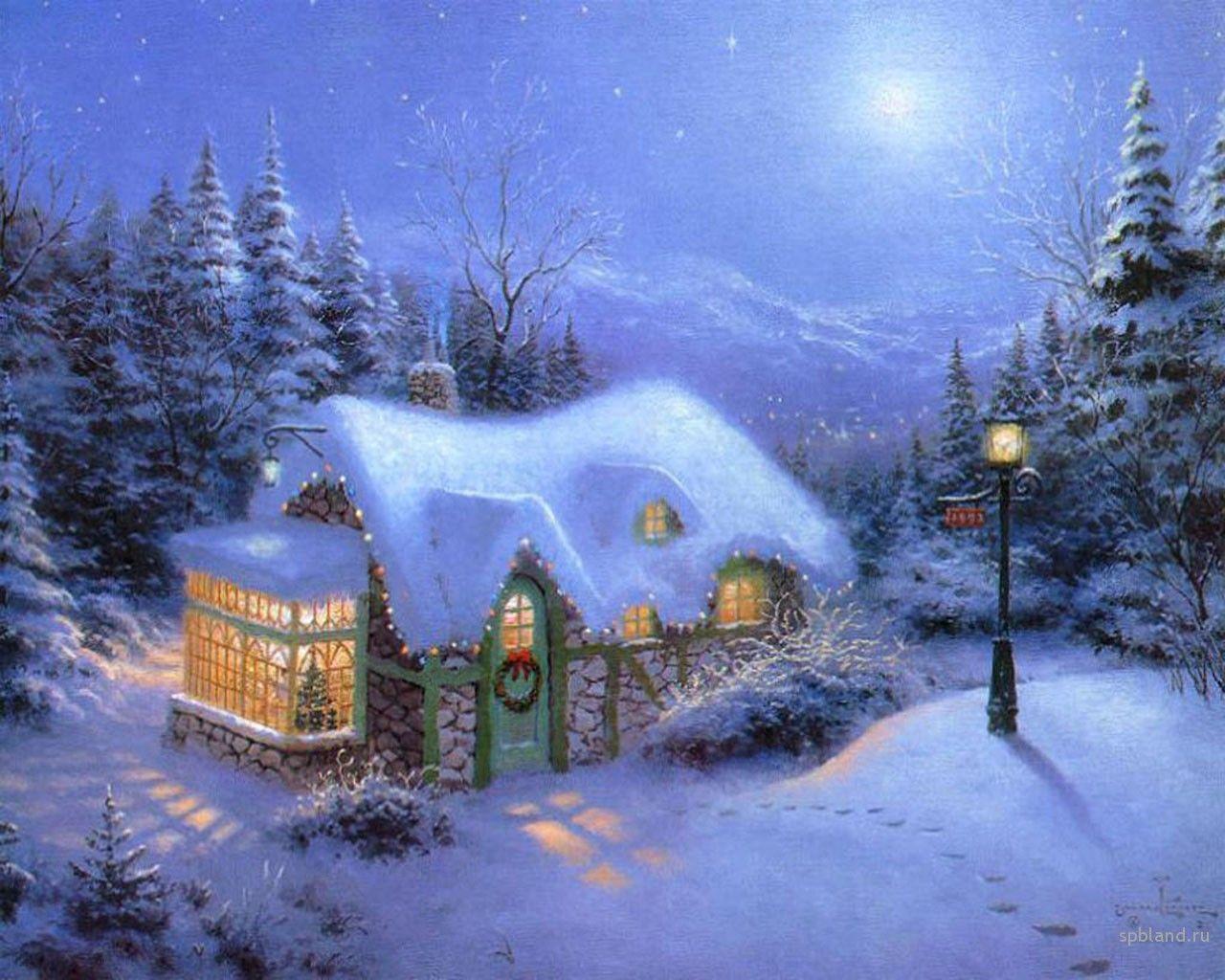 Gallery For > Christmas House Wallpaper