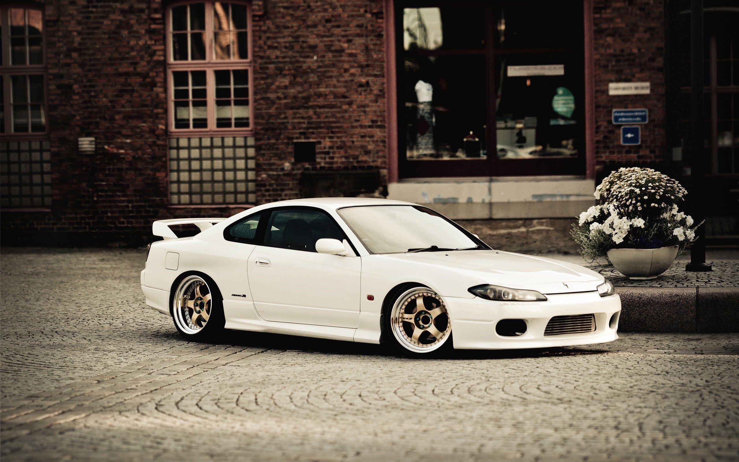 Nissan Silvia S15 in Front of Store Pavement HD Wallpaper