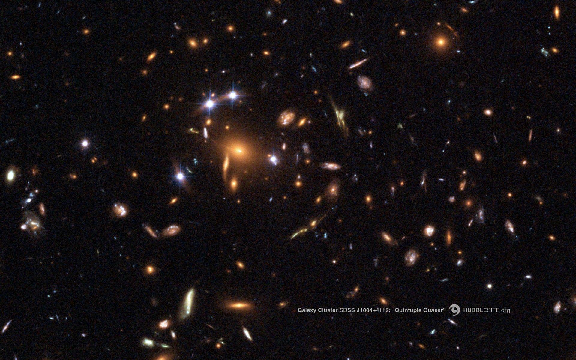 Outer space stars galaxies Hubble quasar wallpaperx1200