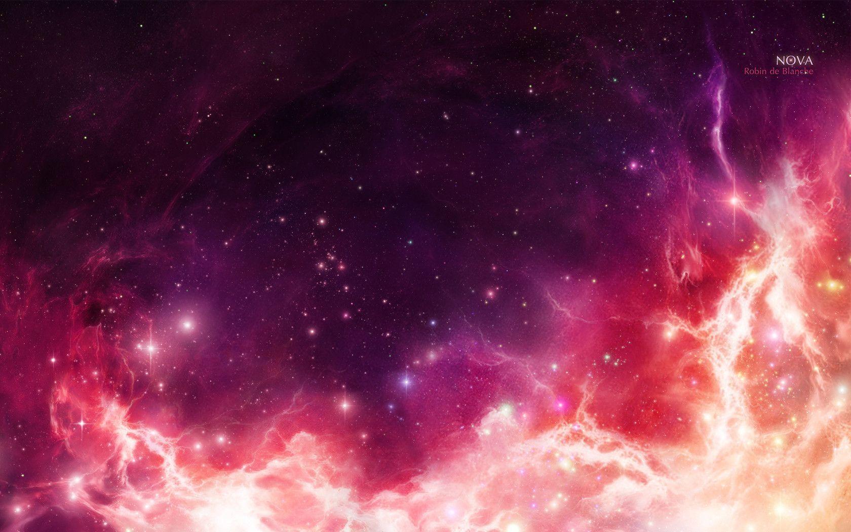 Full HD Wallpaper + Space, Nebulae, Pink, Stars, by Robin de Blanche