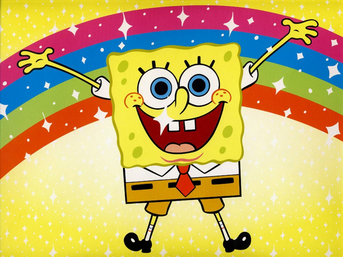 SpongeBob with Rainbow Background Square Pants Picture