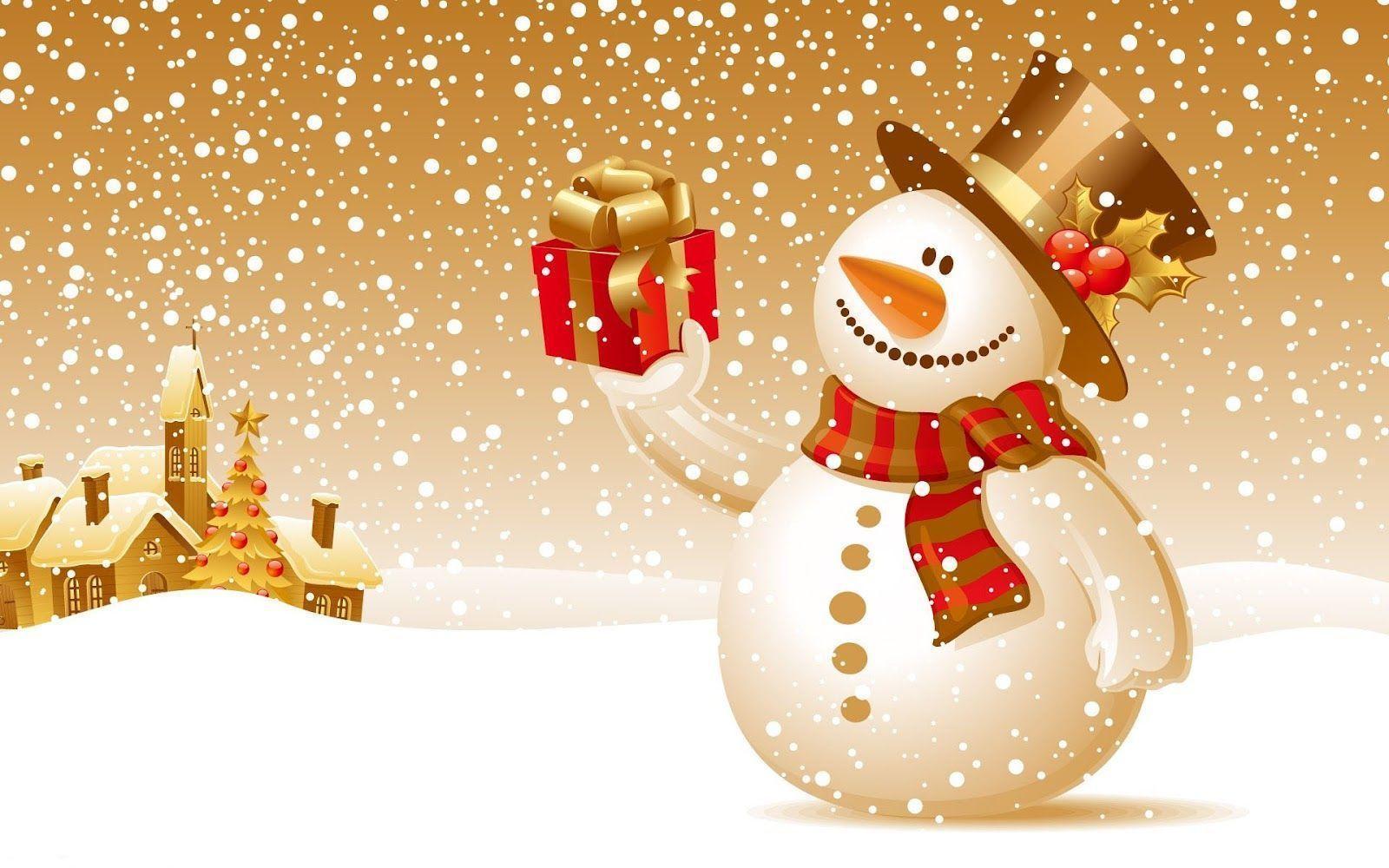 Christmas Snowman Desktop Wallpaper and Photo