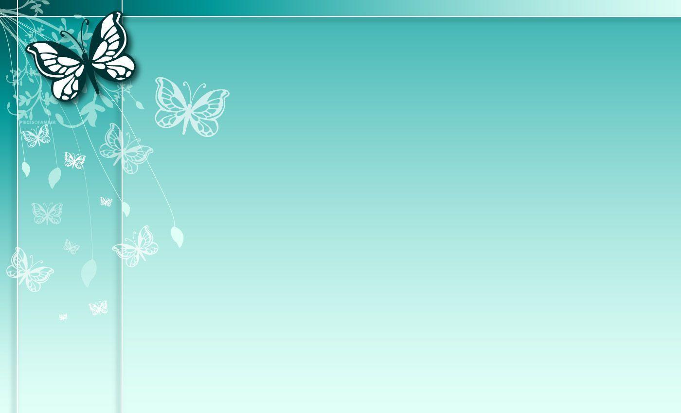 Blue butterfly floral design PPT Background