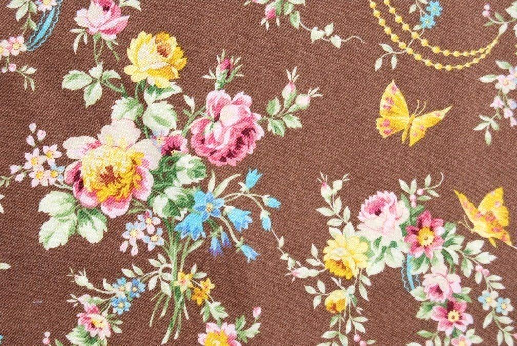 Download Flower Power Loopy Vintage Floral Brown Colorway