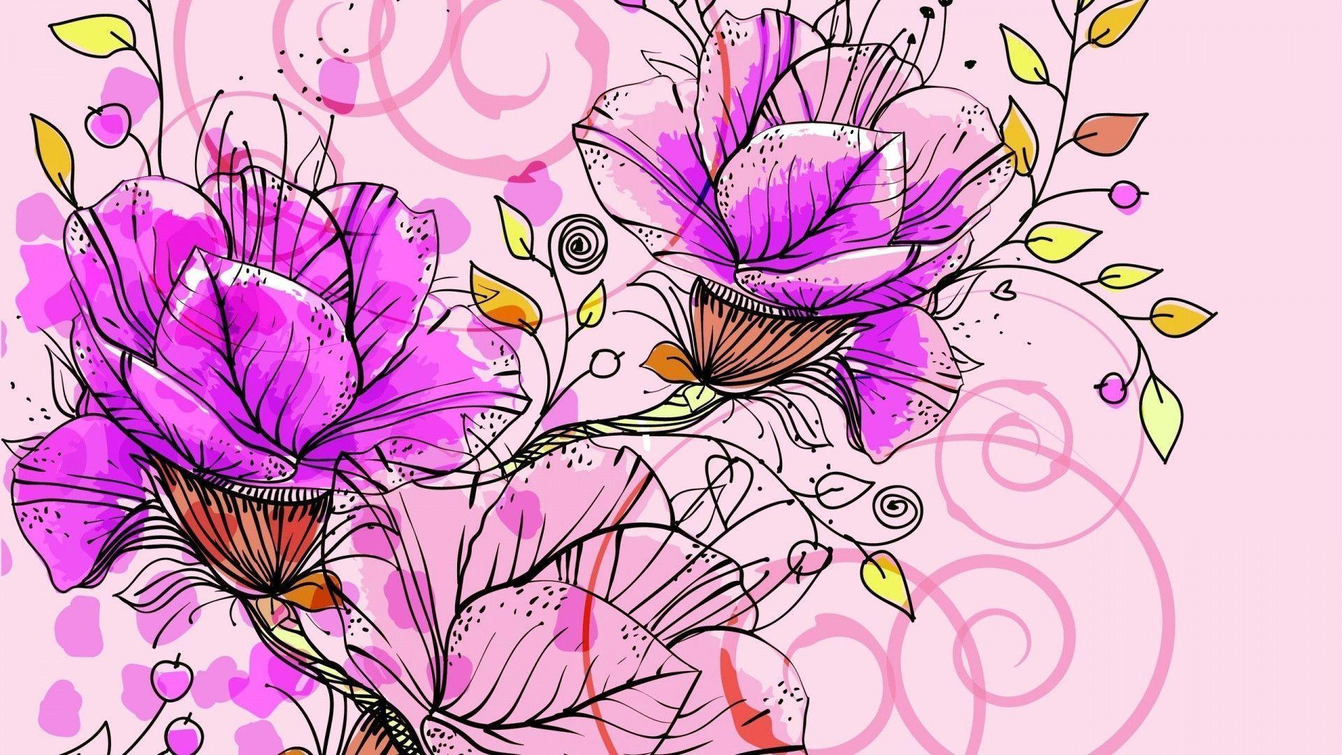 Pink Floral Background Wallpaper