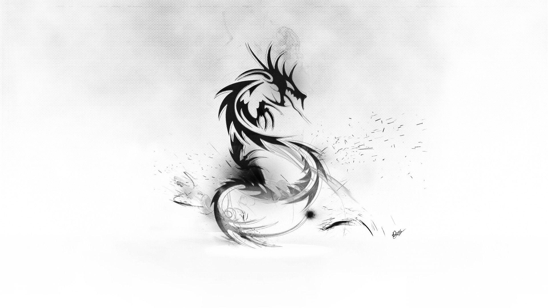 Abstract Dragon Wallpaper (Black White)