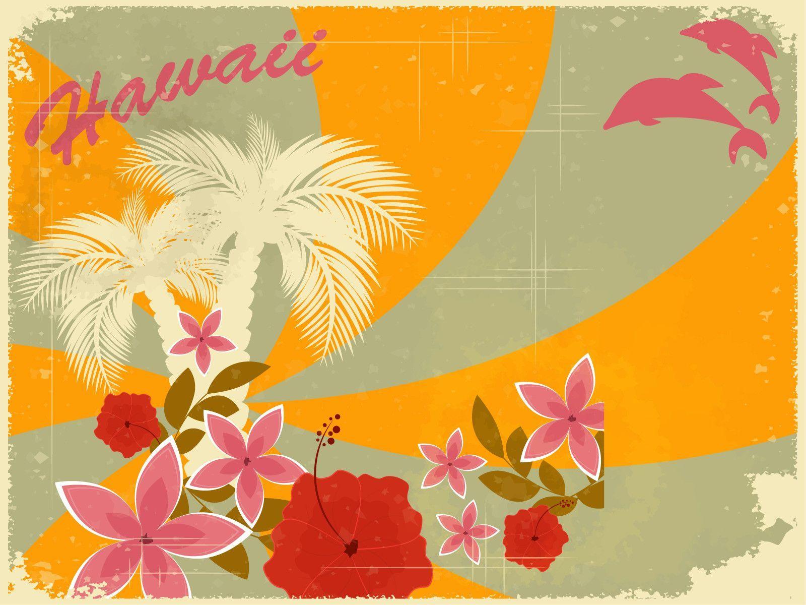 Hawaiian Retro Holiday PPT Backgrounds