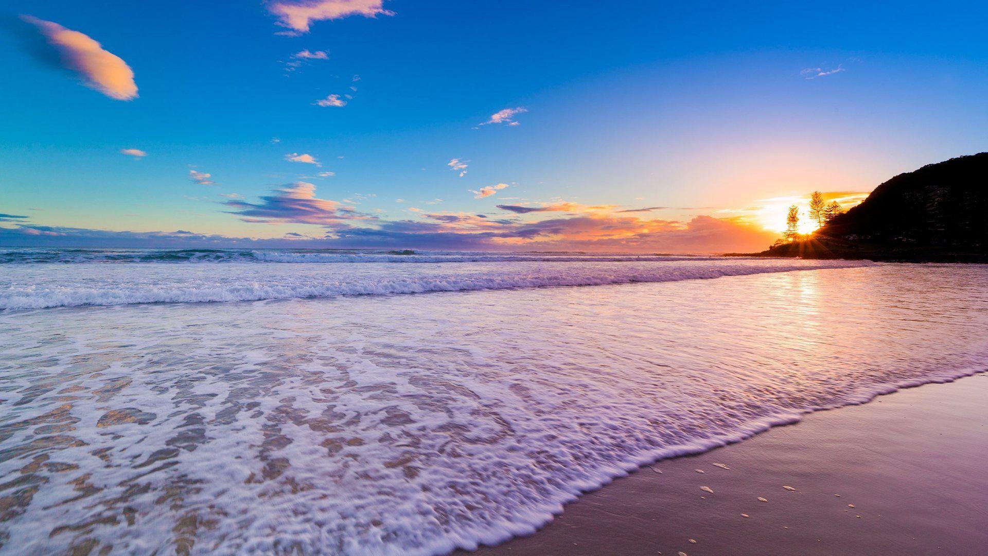 Wallpaper For > HD Beach Sunset Wallpaper 1080p