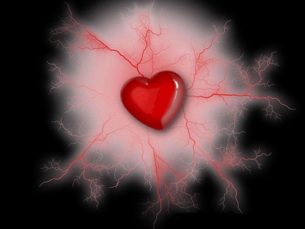 Red heart on black backgrounds wallpapers Wallpapers